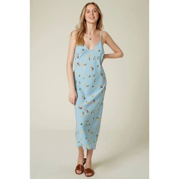 NWT O'Neill Izzy Floral Blue Midi Dress Medium - Picture 6 of 8